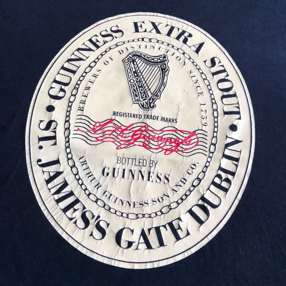 Vintage Guinness Beer T-shirt Men's Size Large Short Sleeve Logo Black - Picture 2 of 4